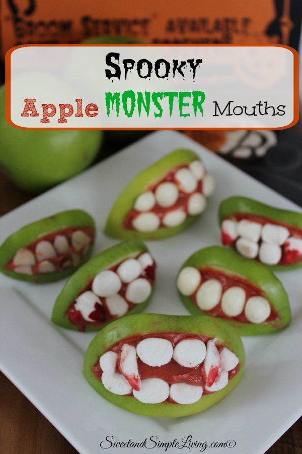 Spooky Apple Monster Mouths - Sweet and Simple Living