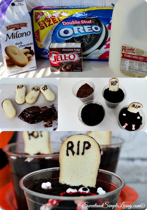 easy graveyard pudding cups