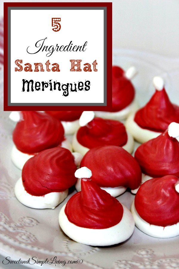 5 ingredient santa hat meringues