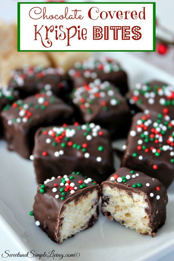 Chocolate Covered Krispie Bites - Sweet and Simple Living