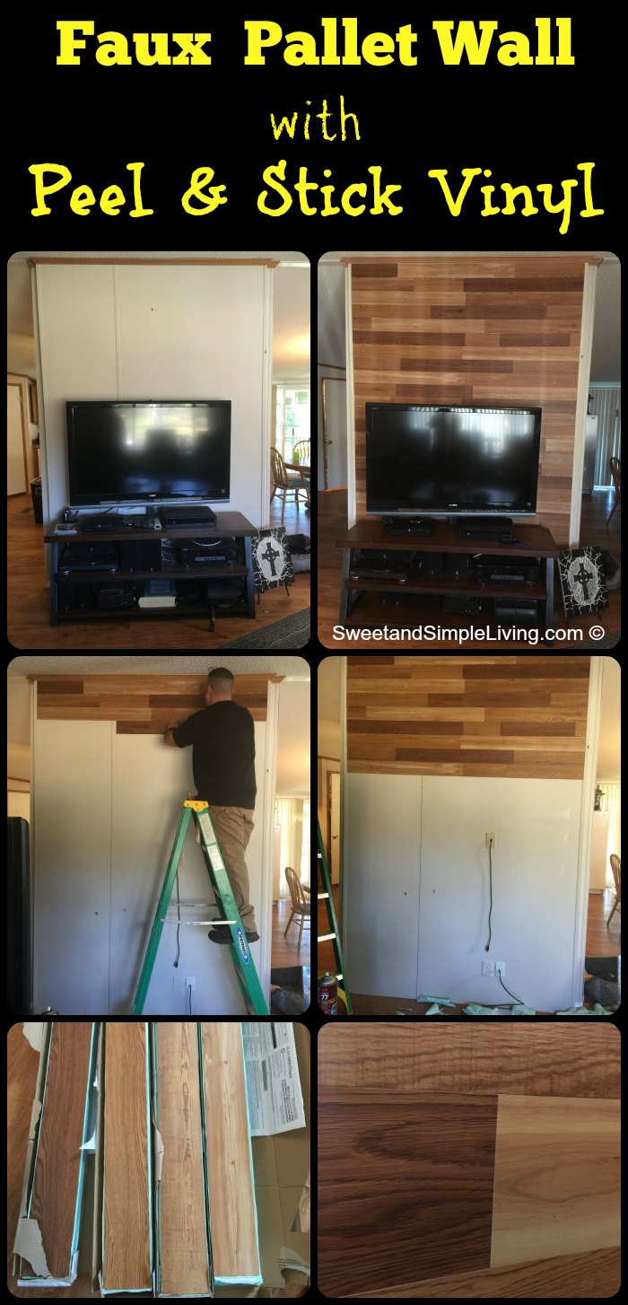 Faux Pallet Walls with Adhesive Vinyl