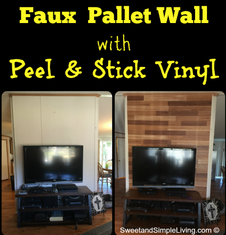 Faux Pallet Walls with Adhesive Vinyl