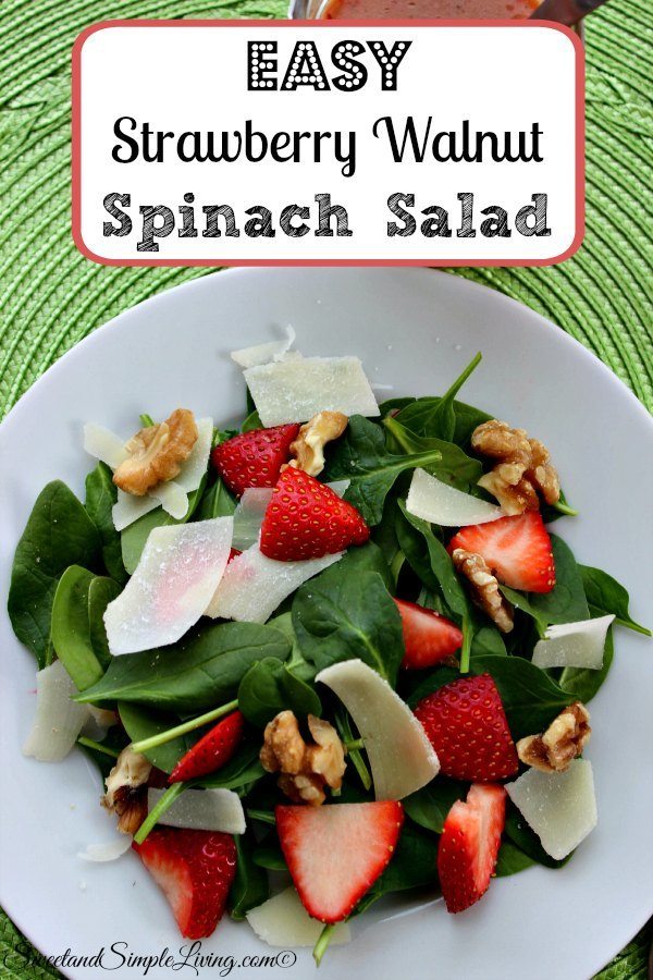 easy strawberry walnut spinach salad
