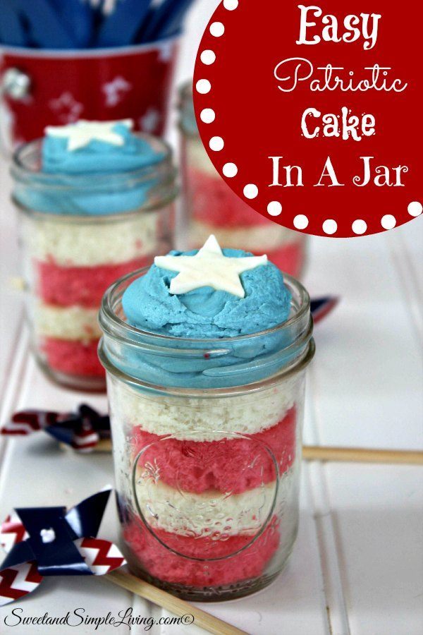 easy patriotic cake in a jar