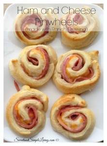 Ham and Cheese Pinwheels with Ranch Dressing