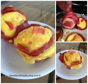 Yummy Bacon Egg Muffin made with lean turkey bacon