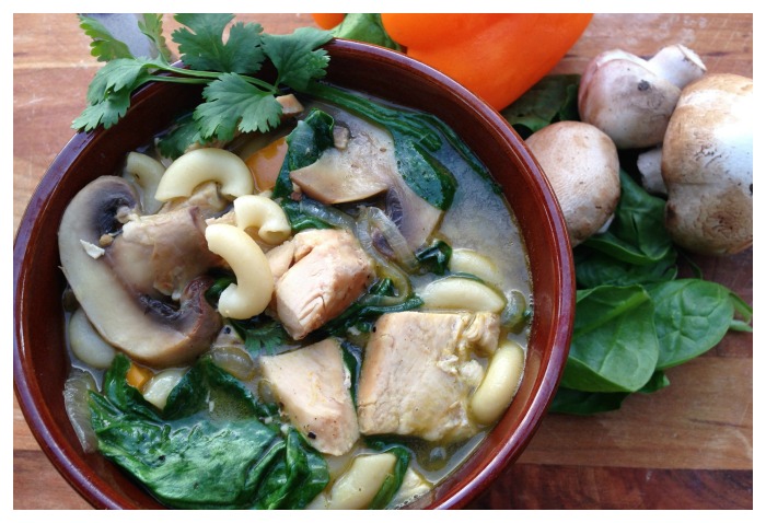 One Pot Meal Idea:  Hearty Chicken and Spinach Soup