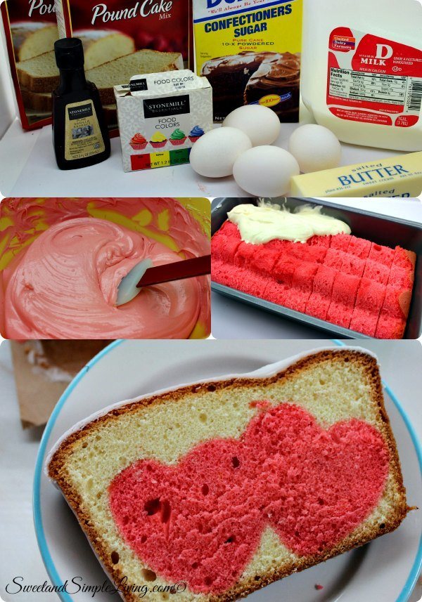 surprise heart pound cake