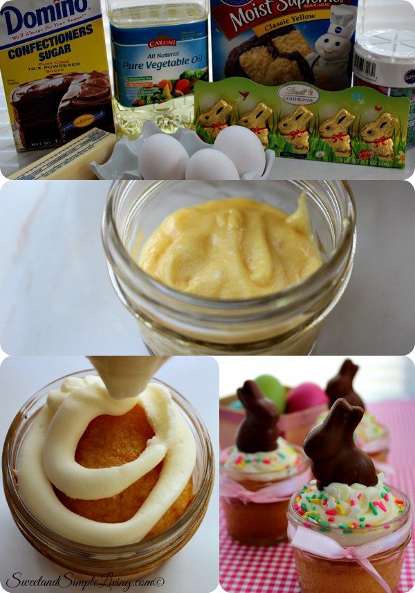 easter mini cakes in a jar