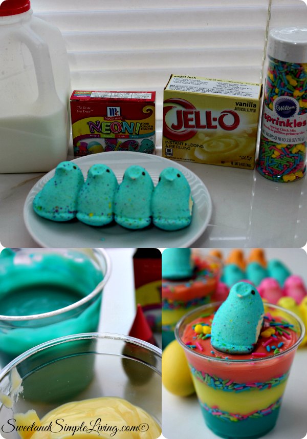 layered peeps pudding cups