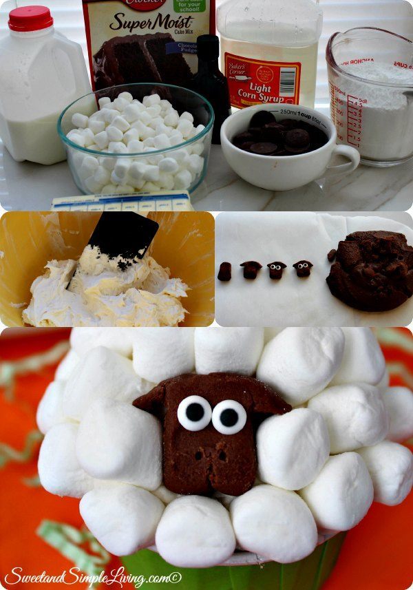 marshmallow sheep cupcakes