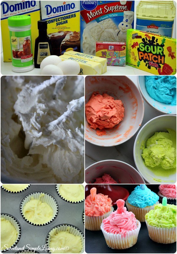 colorful sour patch cupcakes