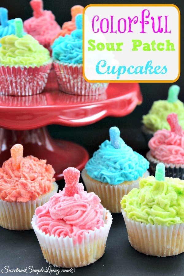 Colorful Sour Patch Cupcakes