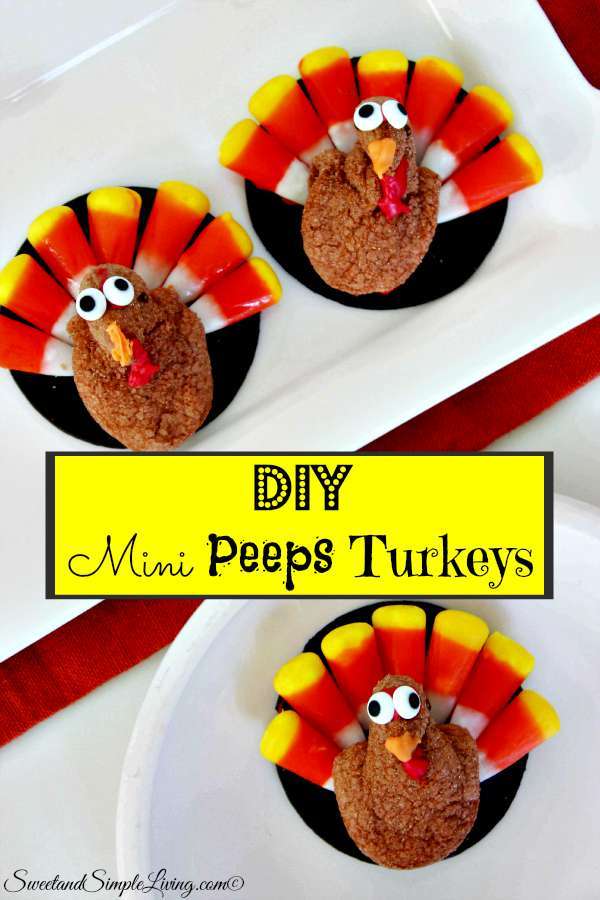 diy mini peeps turkeys - Sweet and Simple Living